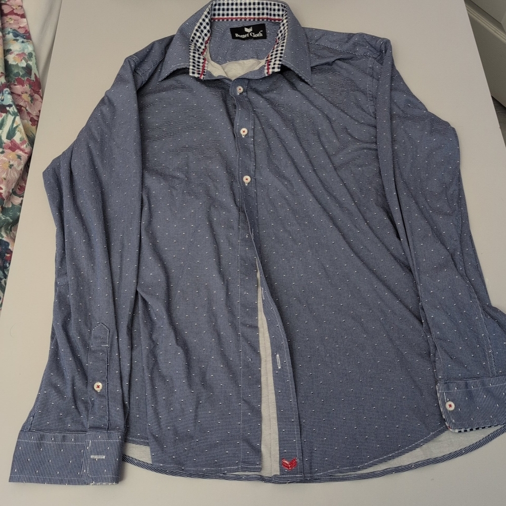 Buttercloth Men's Blue Button-Up Shirt